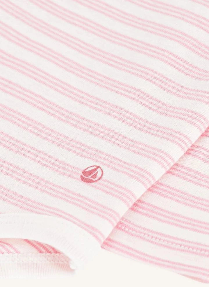 Petit Bateau - Organic cotton striped turtleneck bodysuit | Pink