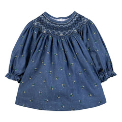 Tartine et Chocolat - Flower Bouquet Gathered Dress | Dark Blue