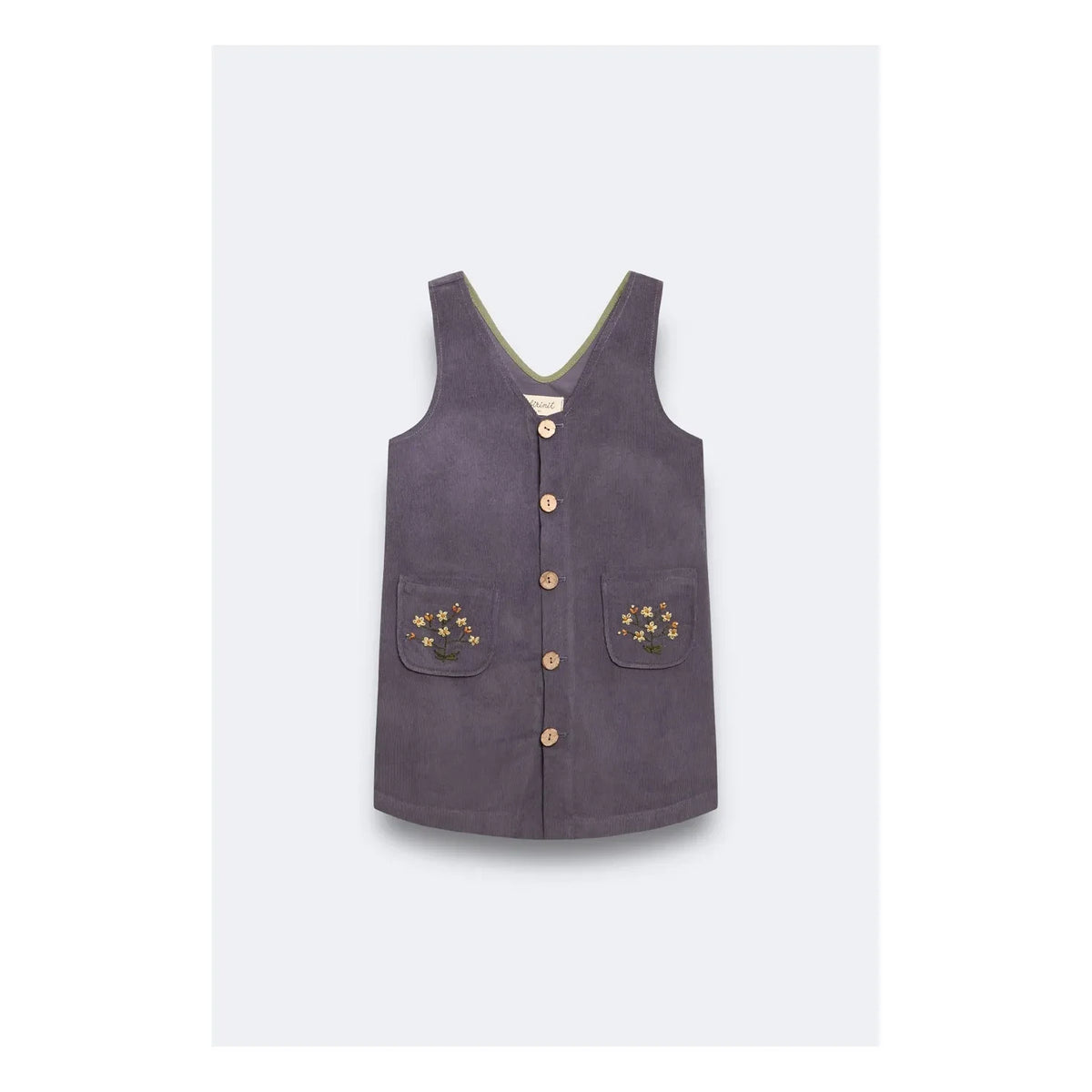 birinit - Pocket Embroidered Organic Cotton Dress | Blue