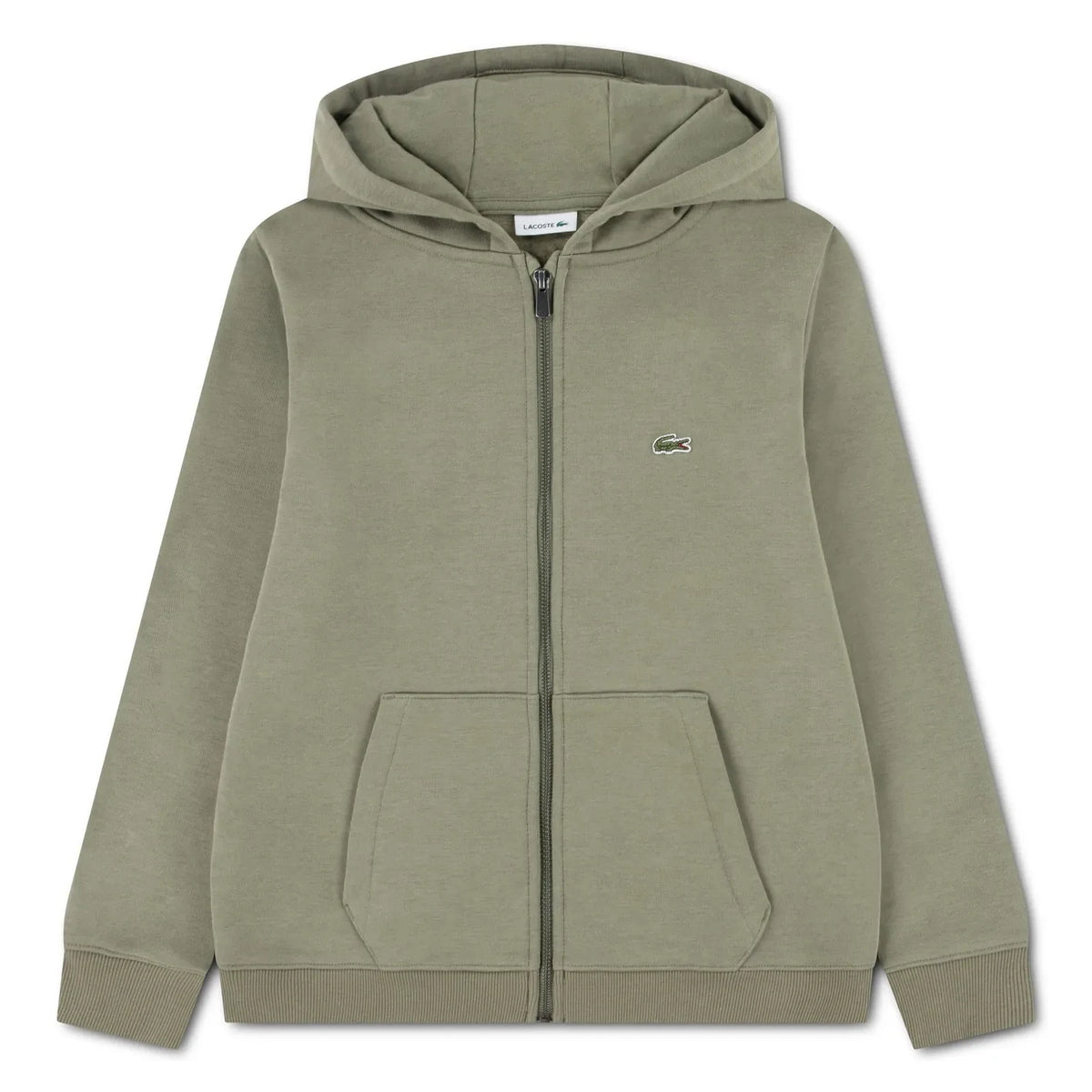 Lacoste - Zip Hooded Sweatshirt with Logo Details | Khaki