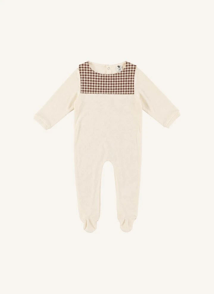 Risu Risu - Organic Cotton Checked Sailor Pajamas | Ecru