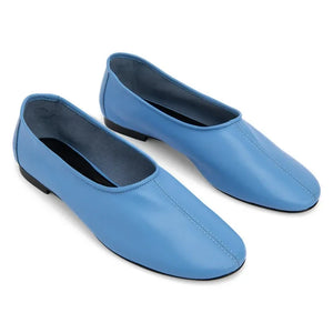 BY FAR - Prudence Leather Ballerina Shoes | Blue