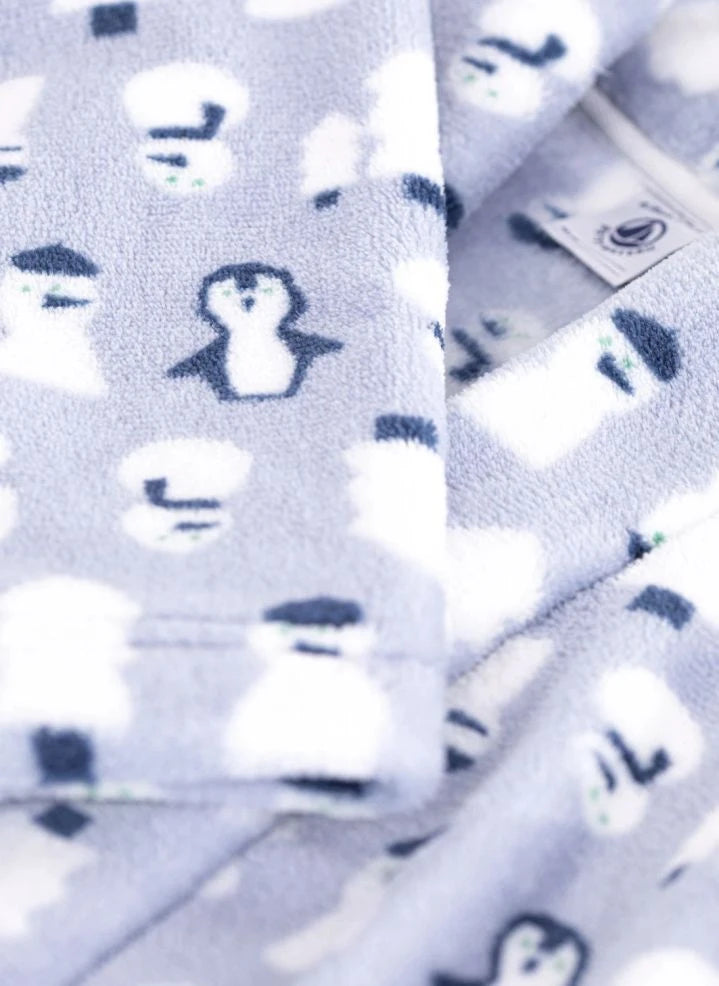 Petit Bateau - Snowman Dressing Gown | Grey Blue
