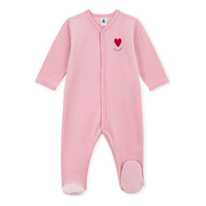 Petit Bateau - Sleep Goodnight Pajama Velvet Heart Organic Cotton | Pink