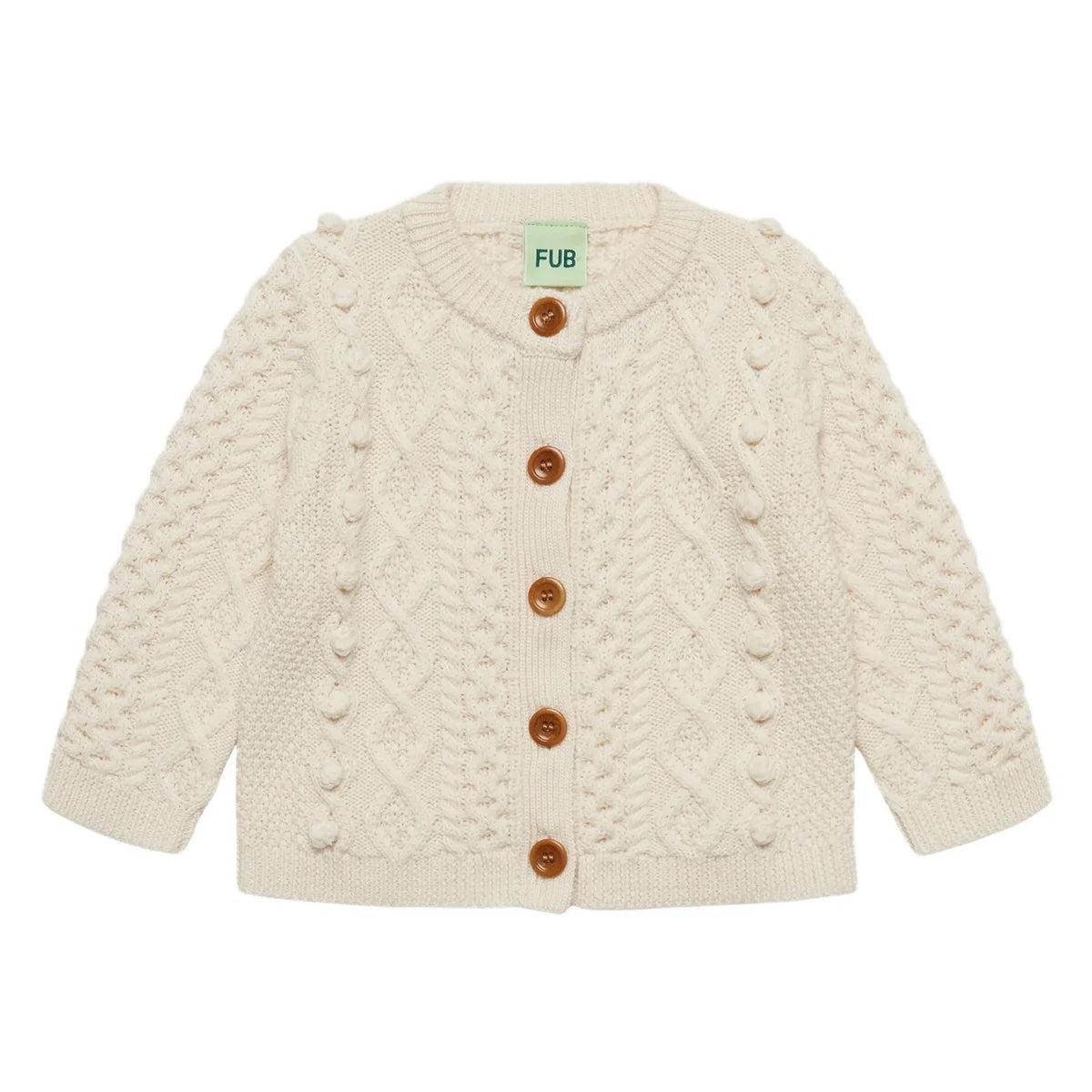 FUB - Baby Merino Wool Aran Cardigan | Ecru