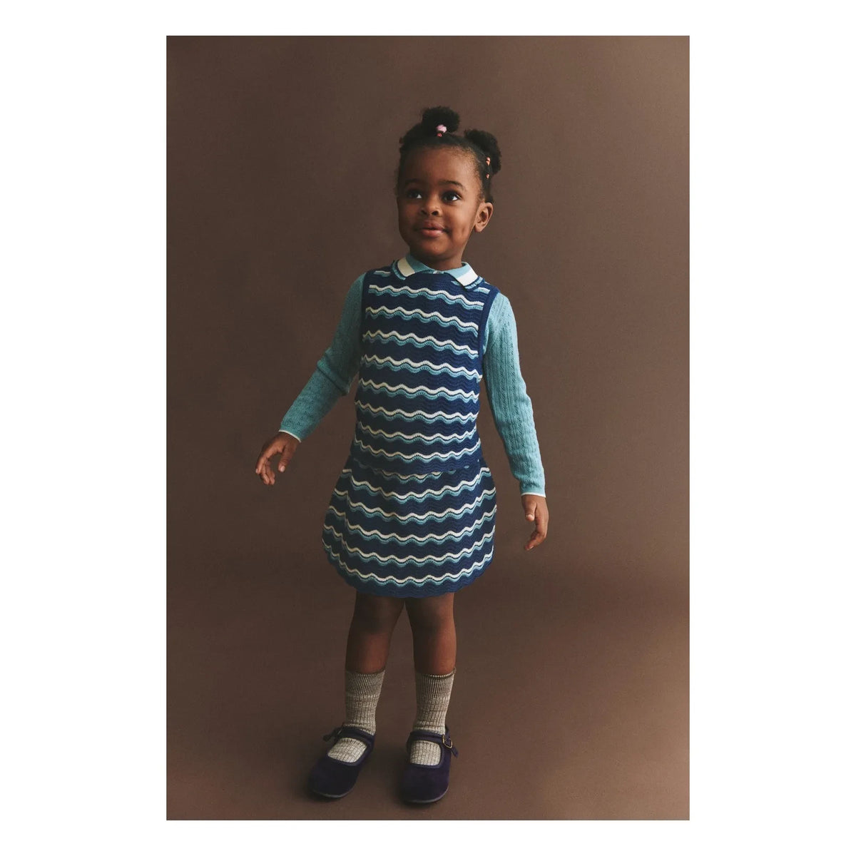FUB - Merino Wool "Waves" Pointelle Skirt | Blue