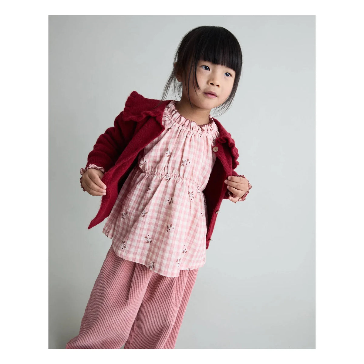 Búho - Girls' Cardigan Claudine Collar | Cherry Red