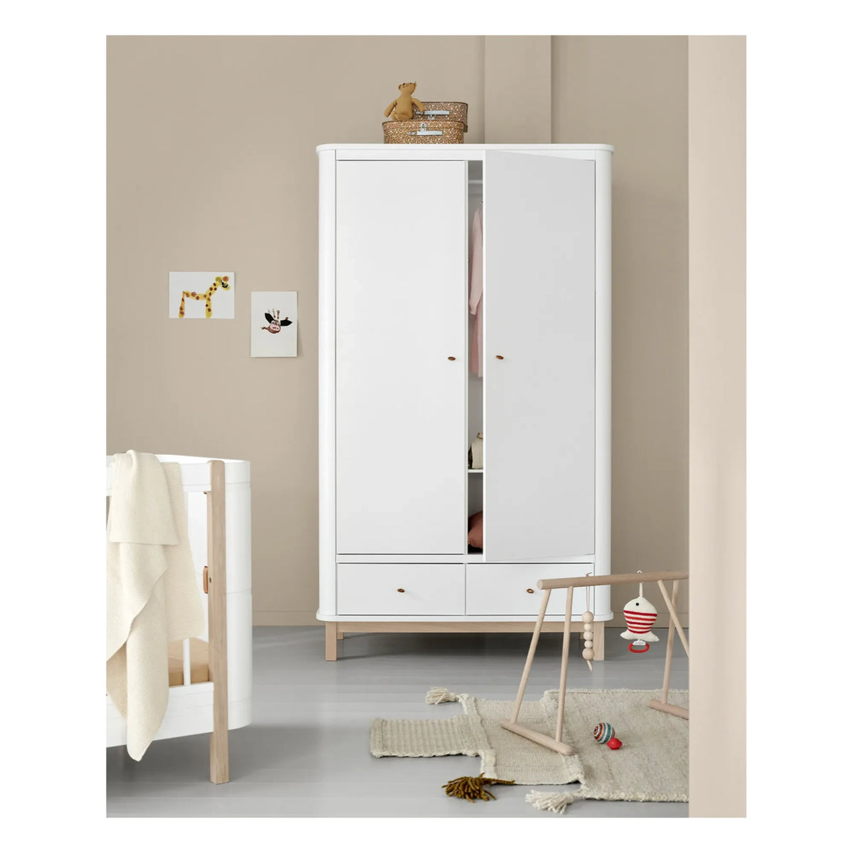 Oliver Furniture - 2-Door Oak Wardrobe | White