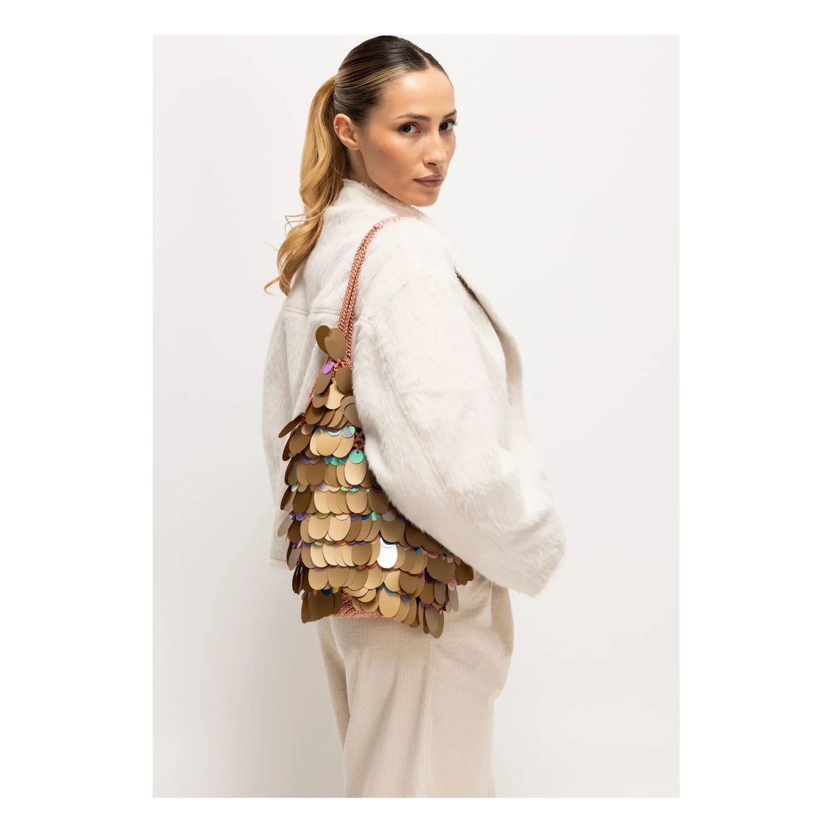 Nadia Dafri - Berna Large Sequin Bag | Brown