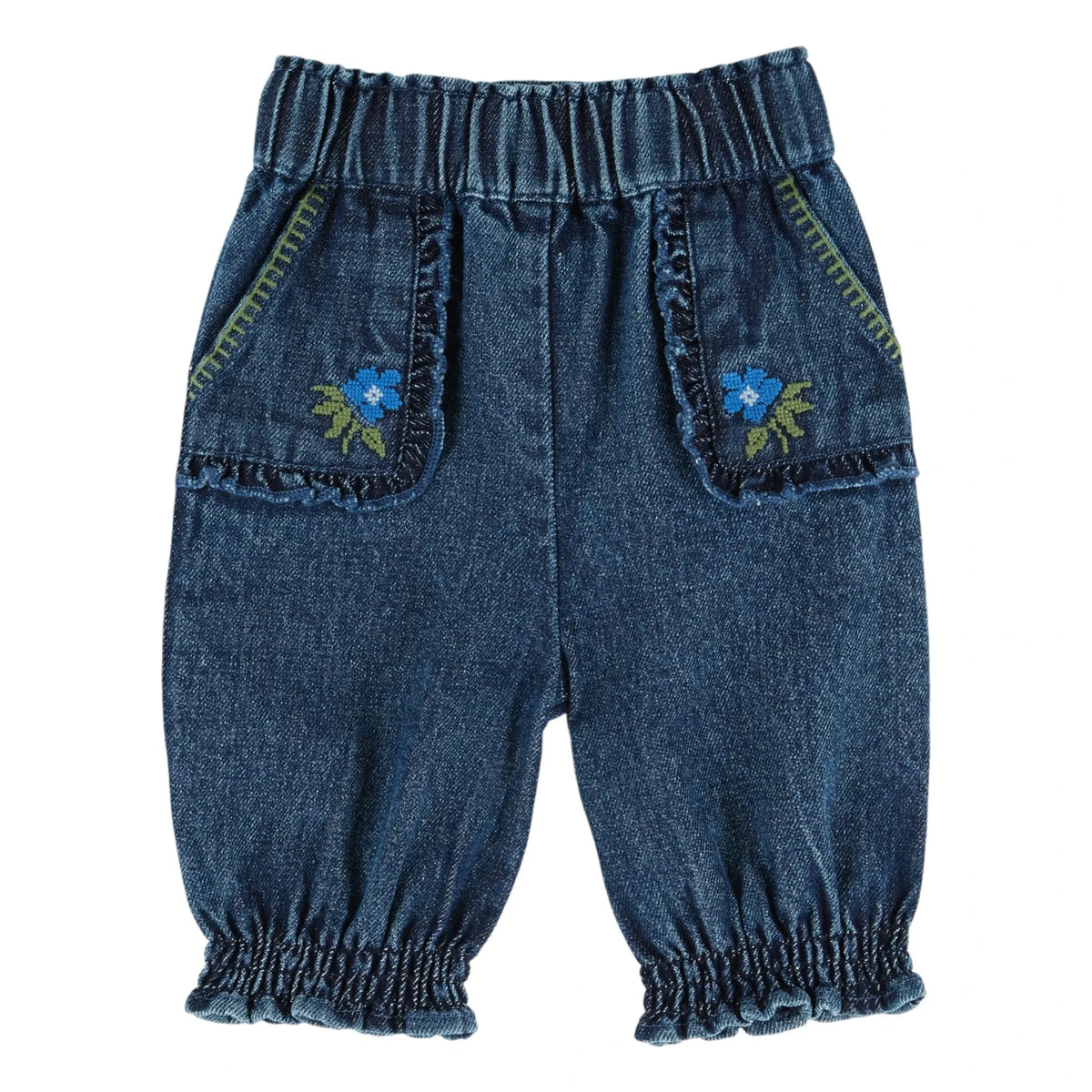Emile et Ida - Embroidered Jean Sarouel | Dark Blue