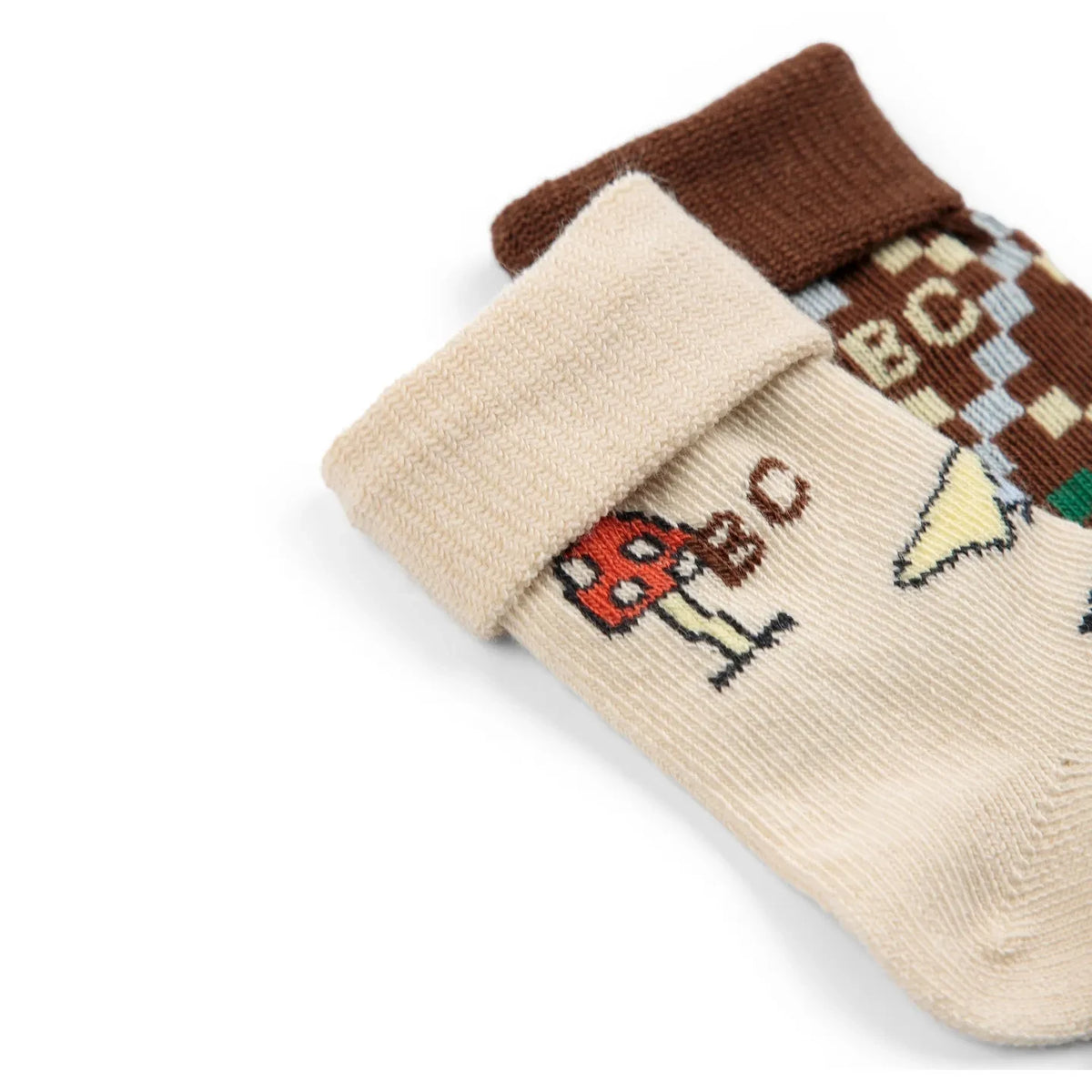 Bobo Choses - 2 Pairs Set of Organic Cotton Mushroom Socks | Brown