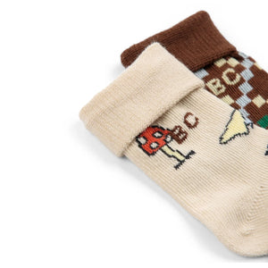 Bobo Choses - 2 Pairs Set of Organic Cotton Mushroom Socks | Brown
