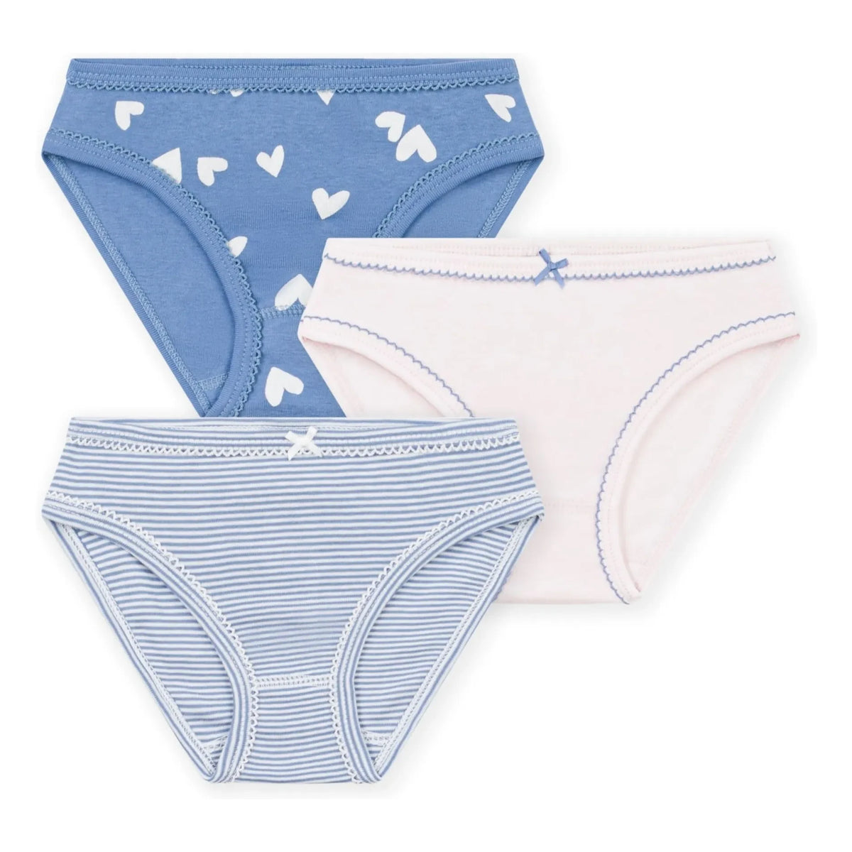 Petit Bateau - 3-Piece Heart Panty Set | Blue