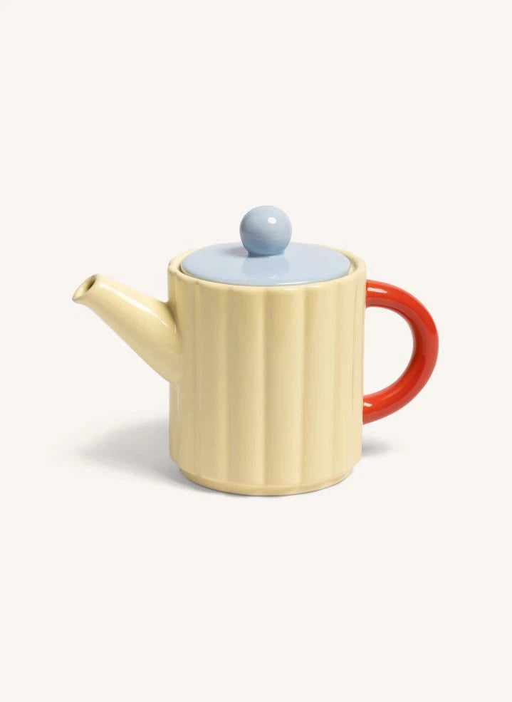 &Klevering - "Tube" Stoneware Teapot | Pale yellow