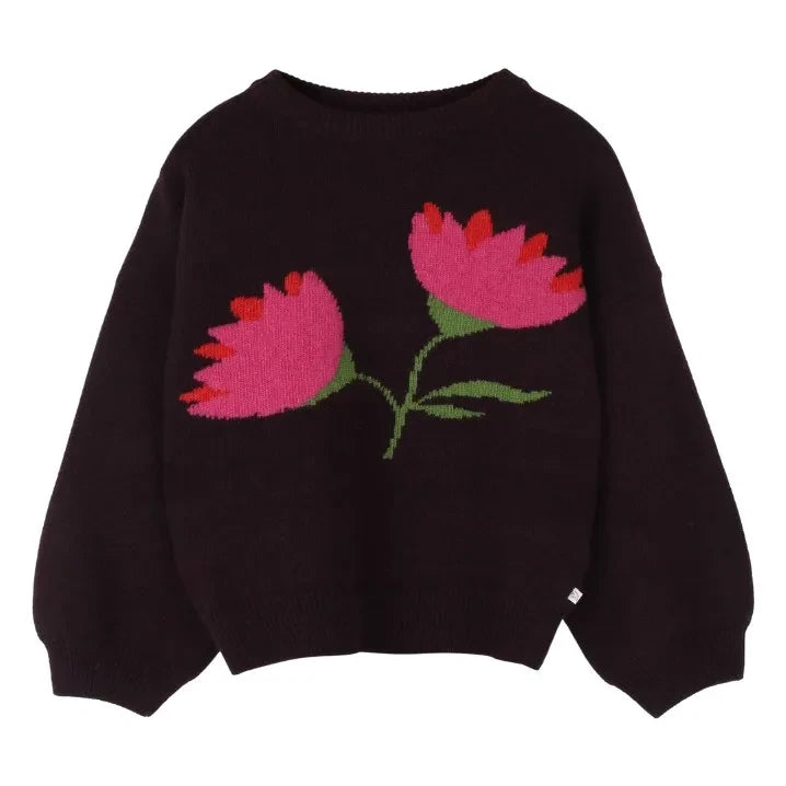 Jenest - Wool Sweater with Waist Embroidery | Burgundy