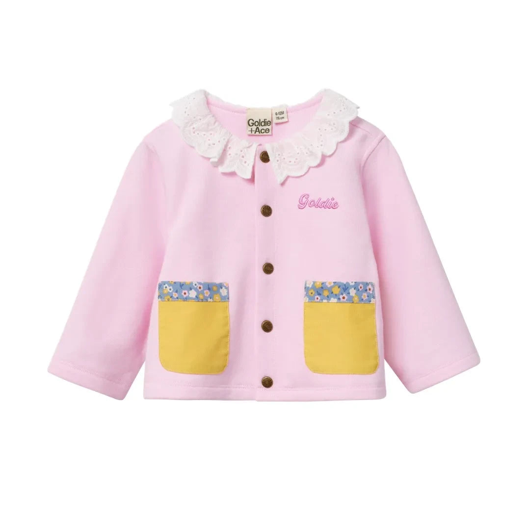 Goldie + Ace - Embroidered Collar Cardigan | Pink