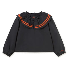 Tinycottons - Striped Collar Blouse | Dark Blue