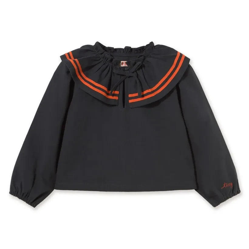 Tinycottons - Striped Collar Blouse | Dark Blue