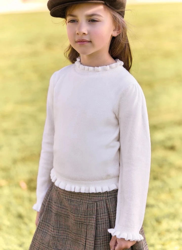 Tartine et Chocolat - Ruffled Sweater | Ecru
