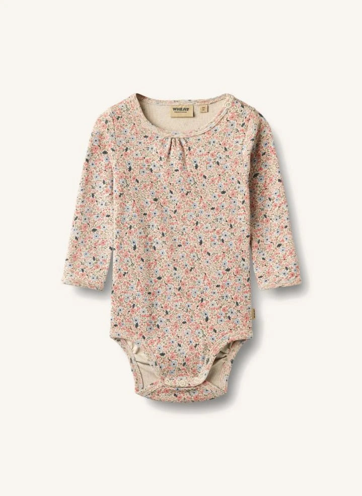 Wheat - Liv Fleuri organic cotton bodysuit | Light Pink