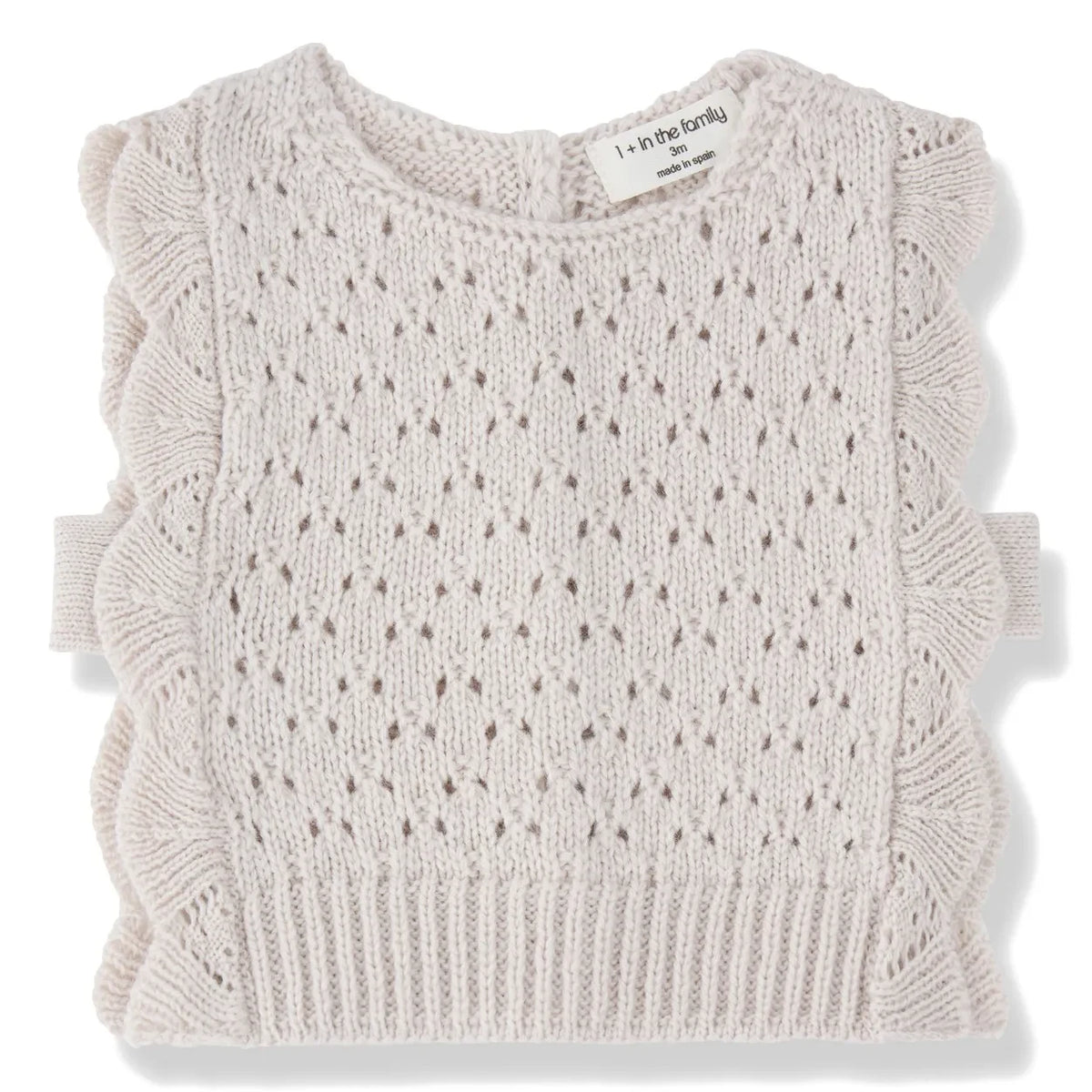 1+ in the family - Paris Strappy Baby Sweater, Merino Wool | Ecru