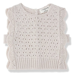 1+ in the family - Paris Strappy Baby Sweater, Merino Wool | Ecru
