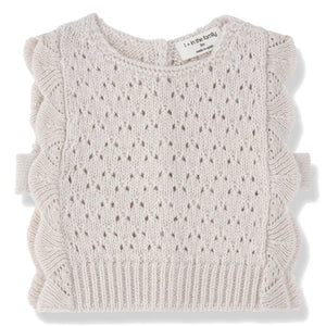 1+ in the family - Paris Strappy Baby Sweater, Merino Wool | Ecru
