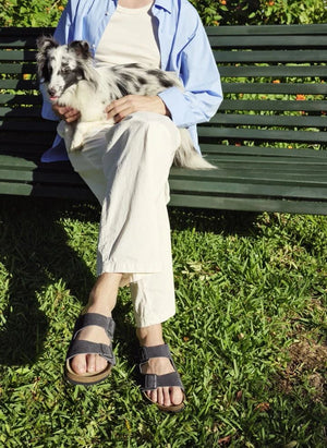 BIRKENSTOCK - Arizona Suede Sandal | Dark grey