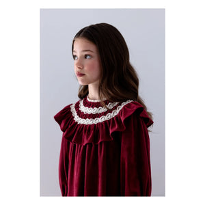 petite Amalie - Lace Ruffle Collar Dress | Cherry Red