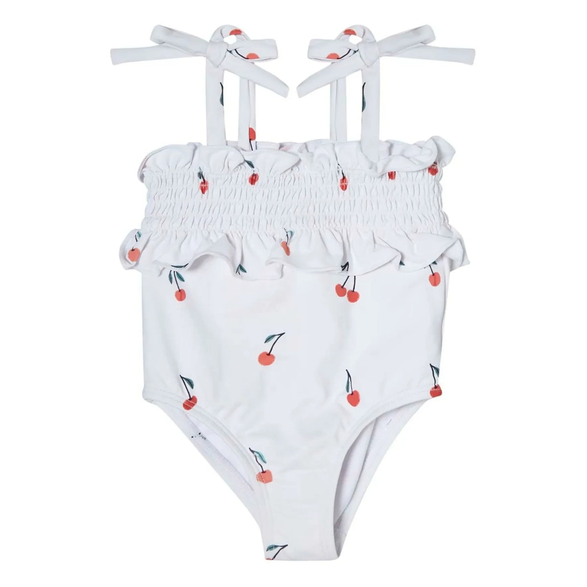Tocoto Vintage - Cherry Gathered Swimsuit | White