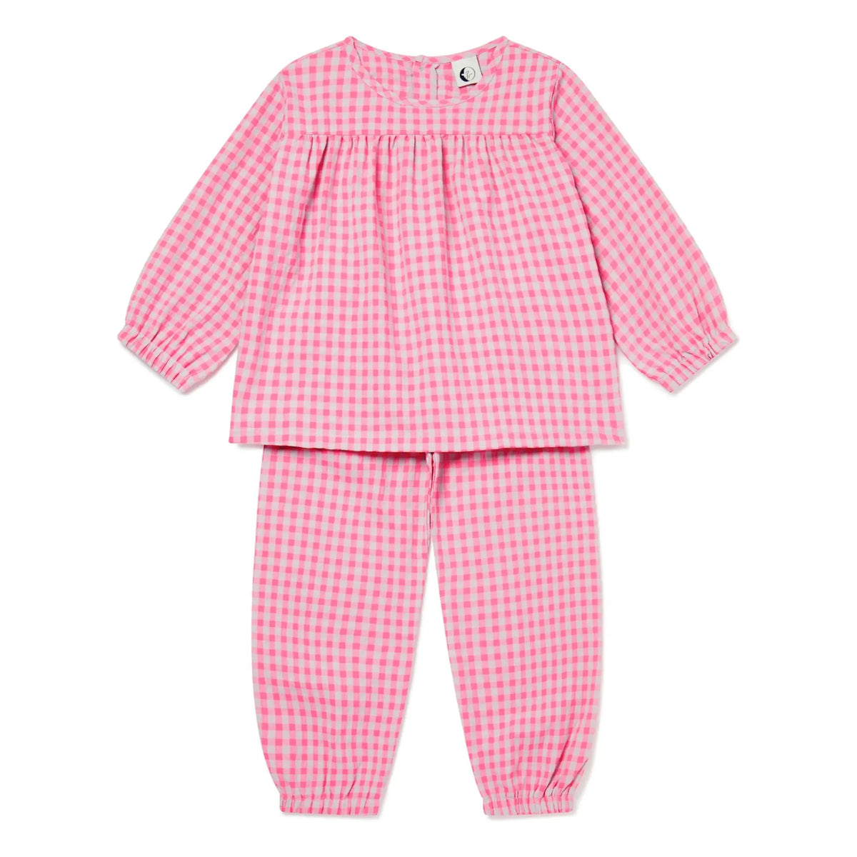 Sleepy Doe - Gingham Seersucker Organic Cotton Pajamas | Pink