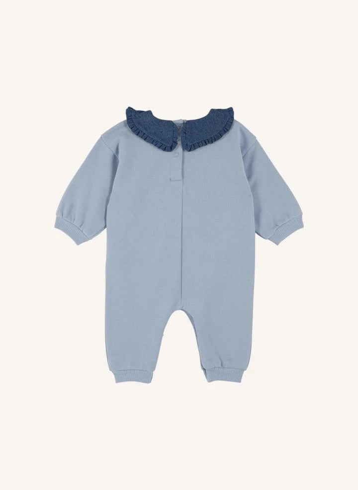 Emile et Ida - Organic Cotton Tie-Neck Romper | Blue
