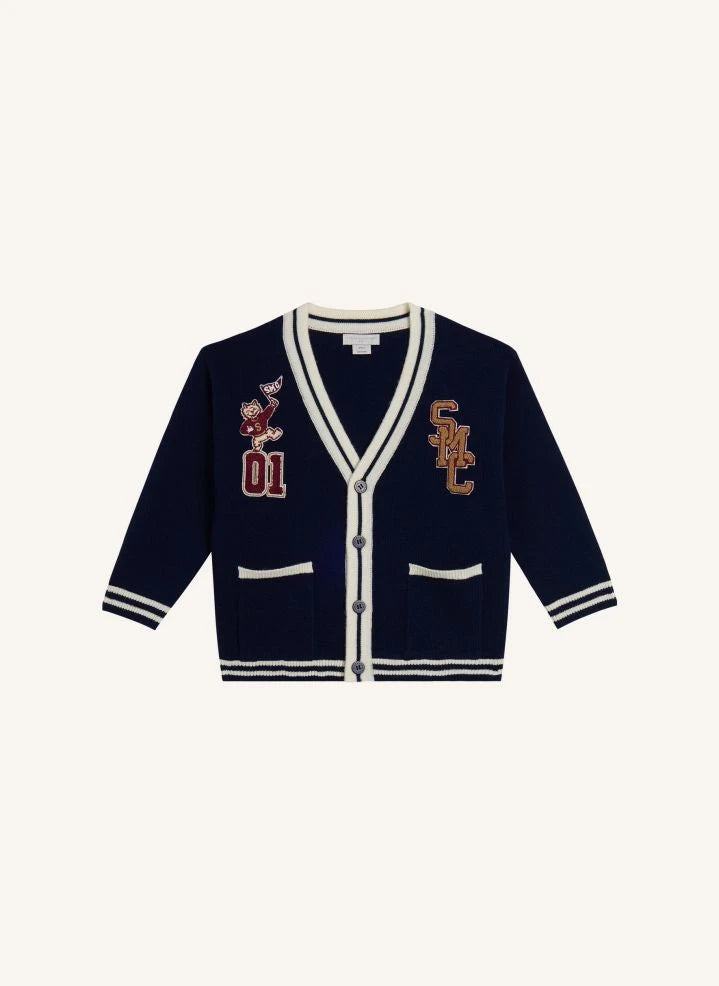 Stella McCartney Kids - College Wool Cardigan | Dark Blue