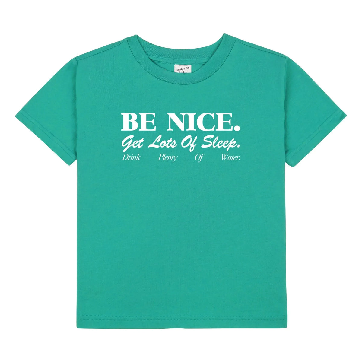 Sporty & Rich - Be Nice T-shirt | Recycled cotton | Turquoise