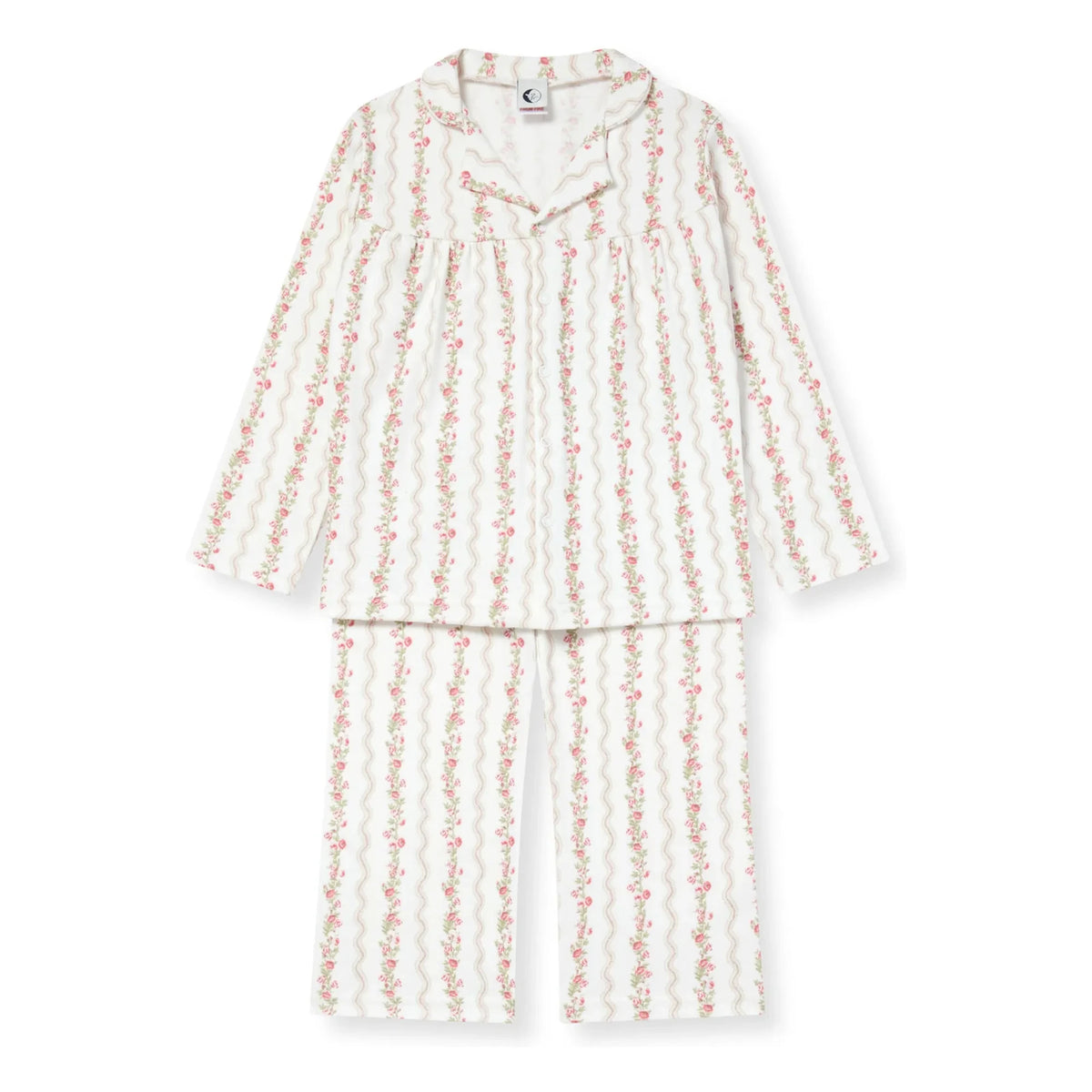 Sleepy Doe - Organic cotton floral print striped pajamas | Ecru