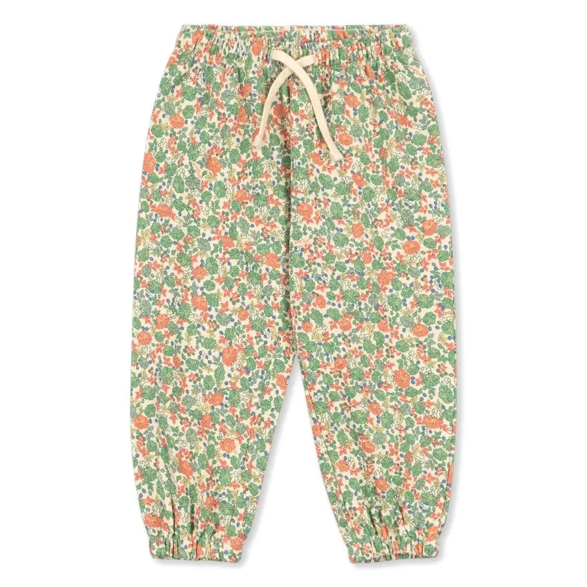 Konges Sløjd - Loupy Flower Pattern Organic Cotton Jogger Pants | Green