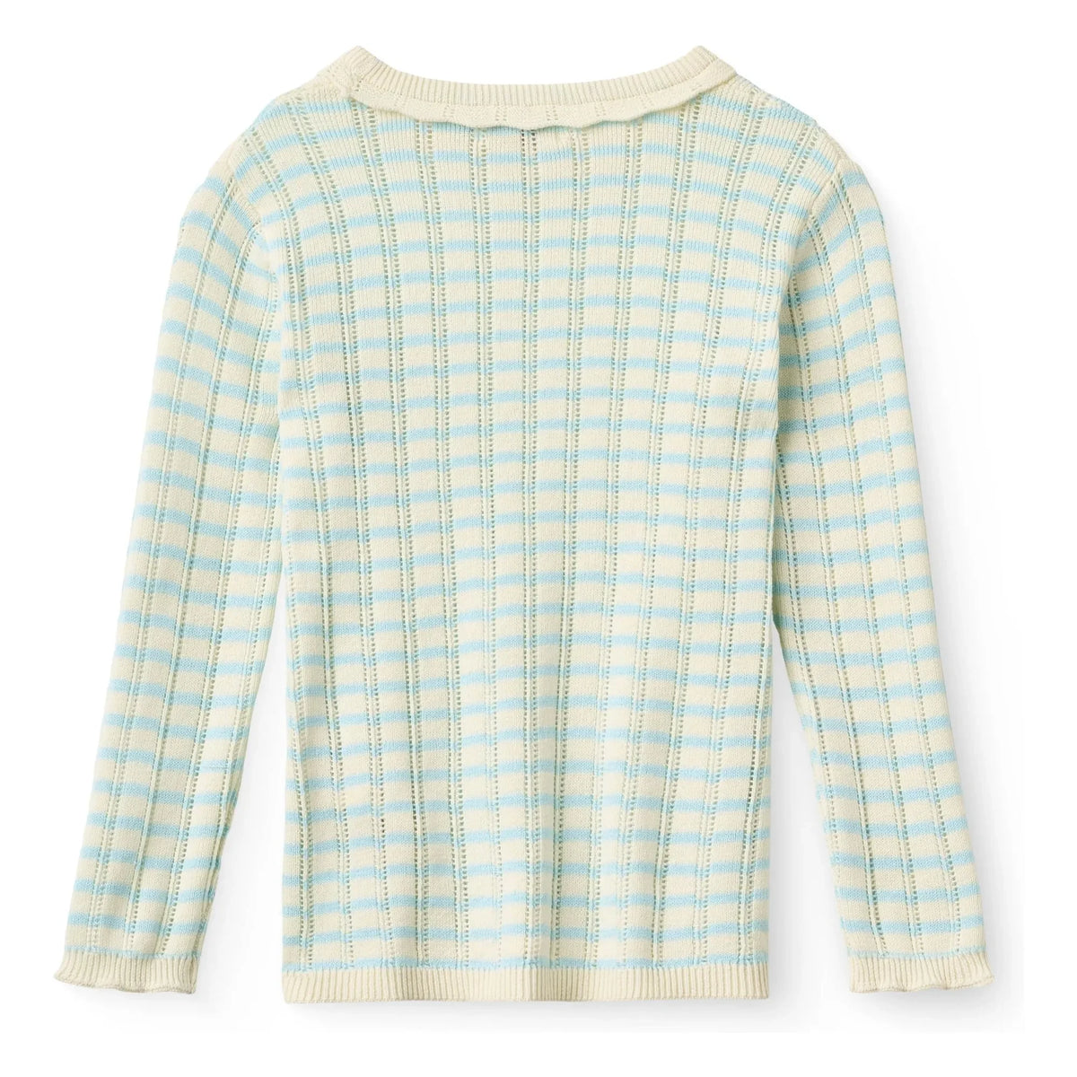 Copenhagen Colors - Pointelle Striped Organic Cotton Mesh T-Shirt | Light Blue
