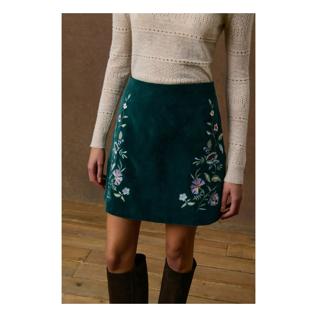 Louise Misha - Maeva Cotton Skirt | Forest Green
