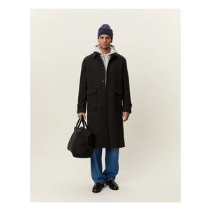Les Deux - Herringbone Wool Coat | Dark Brown