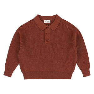 Morley - Zietse Knit Polo Shirt | Terracotta