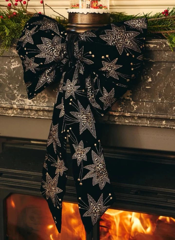 Anna + Nina - Starry Eve Velvet Decorative Christmas Bow | Black