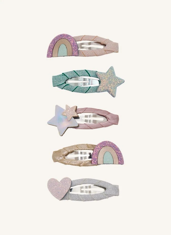Mimi & Lula - Set of 5 Mini Rainbow Hair Clips | Light Pink