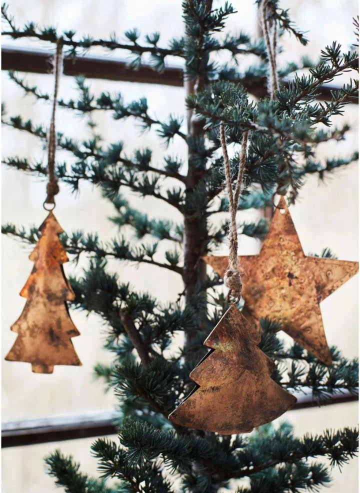 Madam Stoltz - Recycled Metal Christmas Tree Ornaments - Set of 2 | Camel