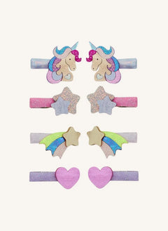Mimi & Lula - 8-piece Unicorn Hair Clip Set | Pink