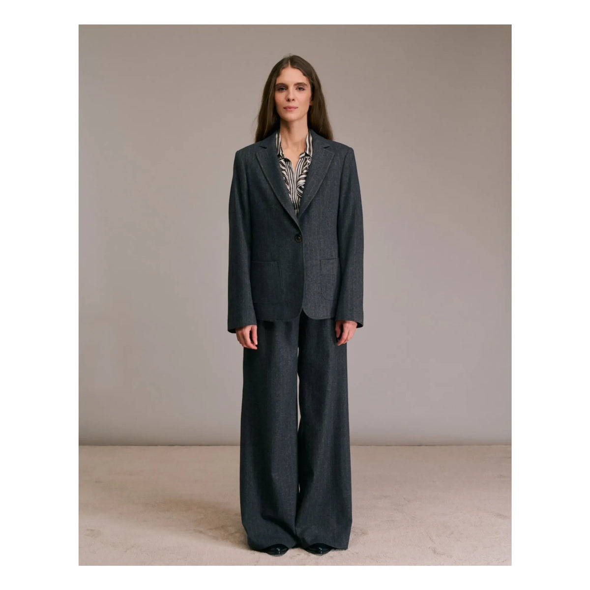 Diega - Vorado Striped Wool Jacket | Gray