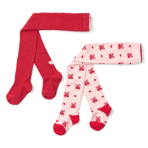 Flöss - 2 Pair Vera Hearts Tights Set | Pink