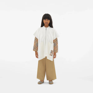 Burberry Girls Wool EKD Cape in Ivory