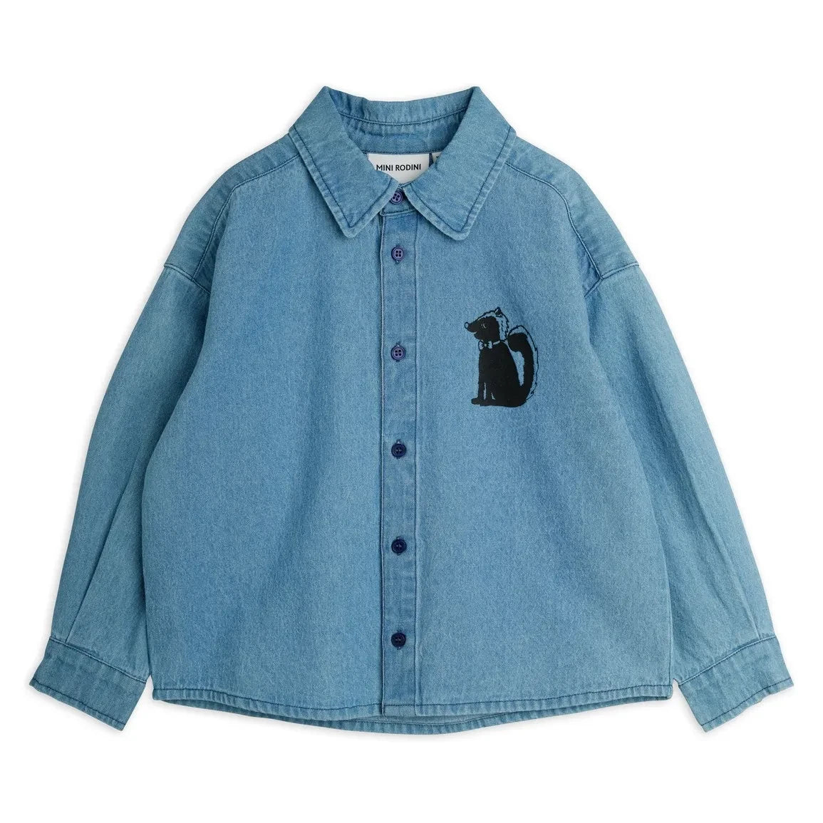 Mini Rodini - Mouffette Organic Cotton Denim Shirt | Blue