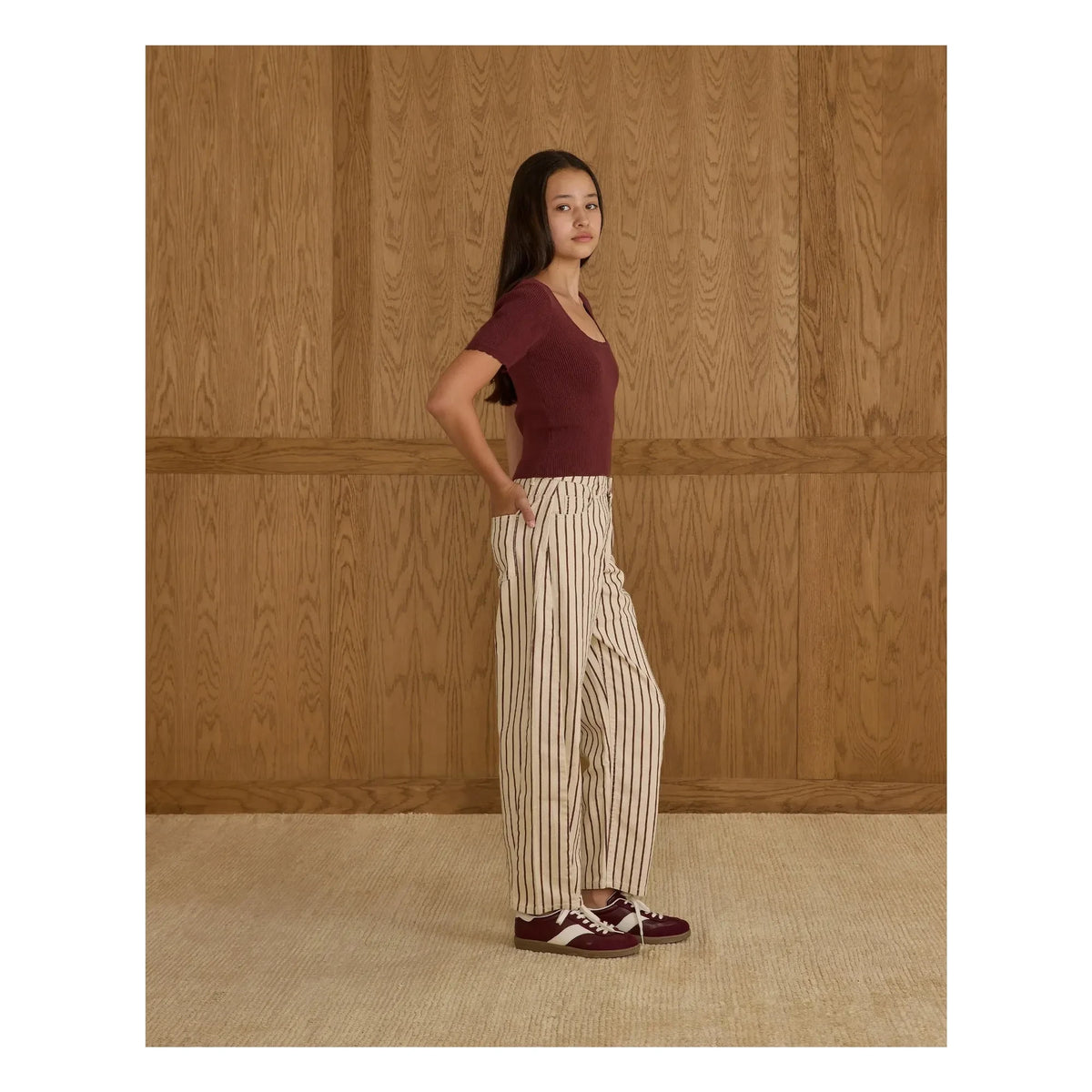 Rylee + Cru - Puffed Collar T-Shirt | Burgundy
