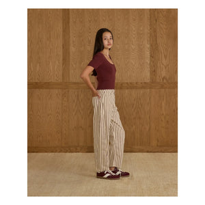 Rylee + Cru - Puffed Collar T-Shirt | Burgundy